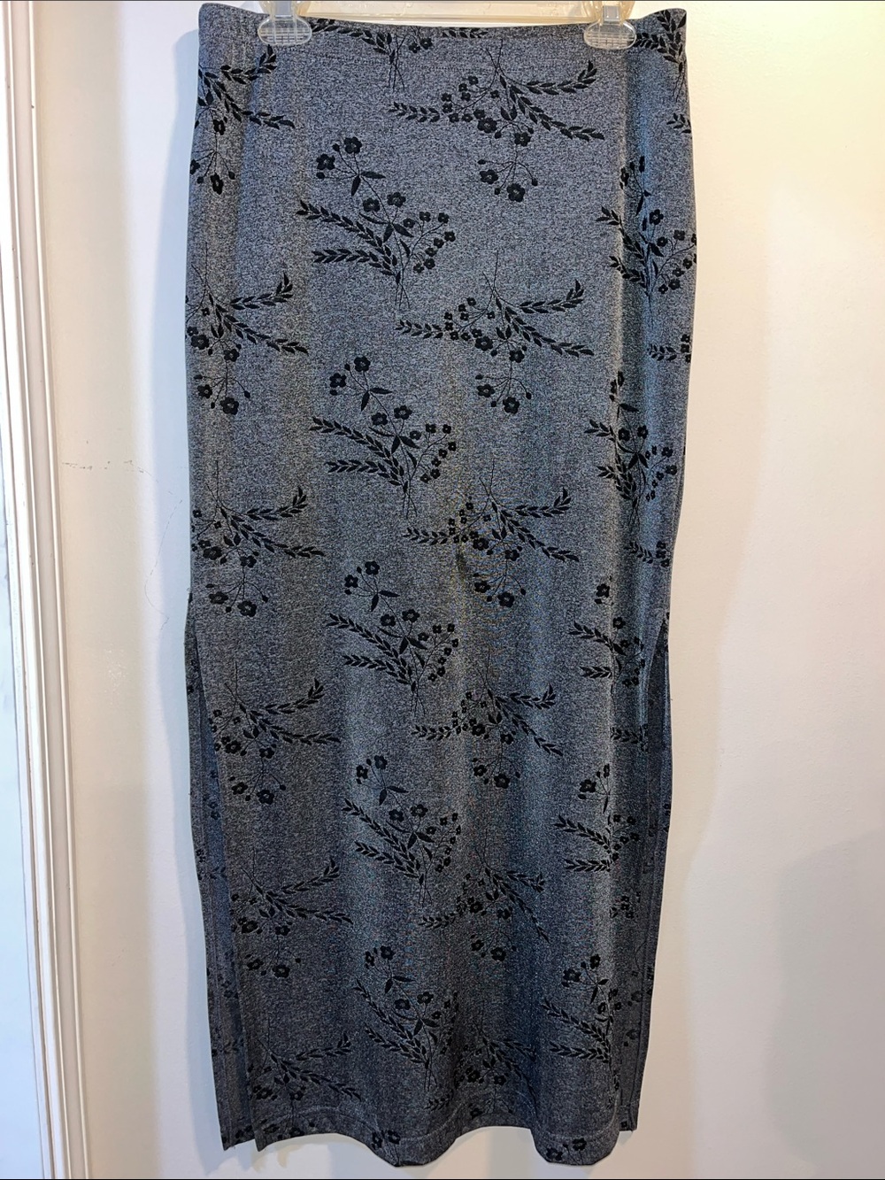 Gray Floral Maxi Skirt
